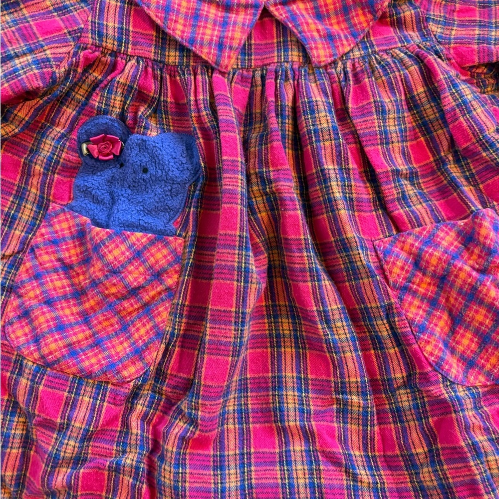 Vintage 90s 2T Cotton Collared Dress by Chicken Noodle Plaid Easter school photo - Picture 2 of 9